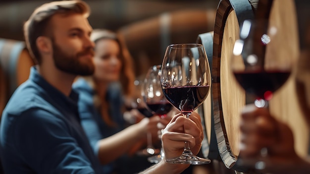 Wine Tasting in a Rustic Cellar