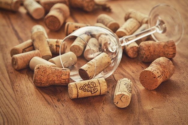 Wineglass and corks