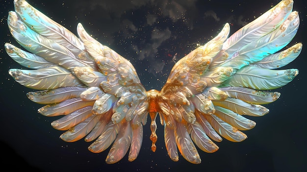 a wings of a angel with a gold ring Generative AI illustrations