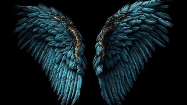 Wings on a black backgroundgenerative ai