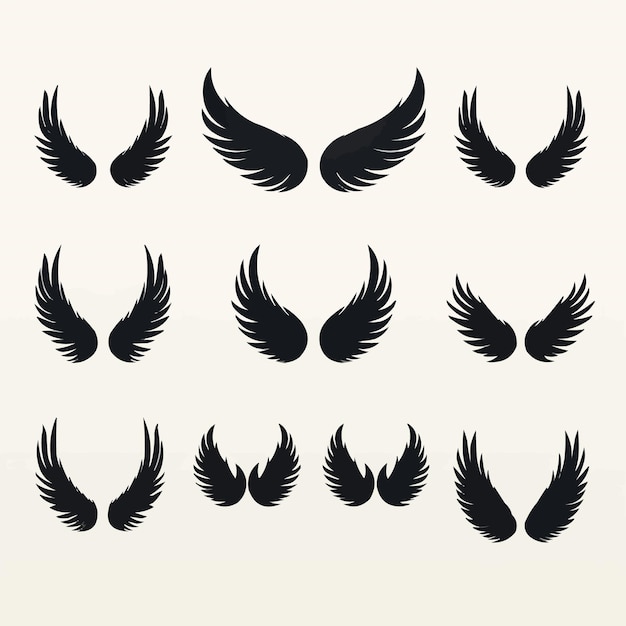 Photo wings icons black wings icon set collection badges of wings vector illustration