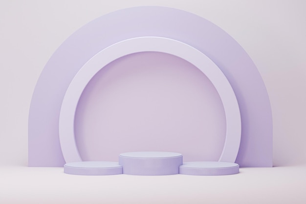 Winner podium for product presentation Round podium on pastel purple background 3d render