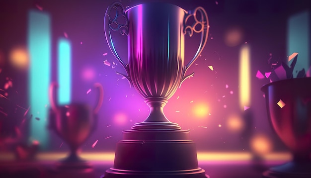 Winner trophy stage studio illuminated Creative illustration Ai Generate