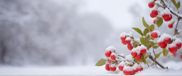 winter background fruit flowers in the snow