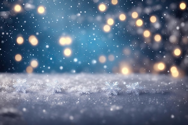 Winter background Snowflakes on snow background