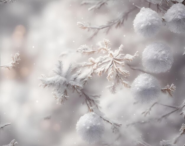 Winter background with snow and branches AI