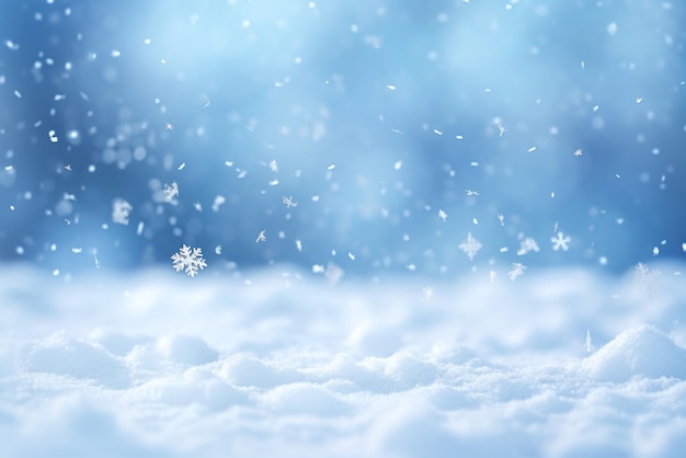 Winter background with snowflakes and bokeh effect