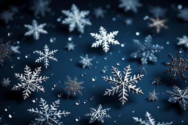 winter background with sparkling snowflakes