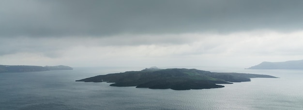 Winter caldera and sea Santorini Greece Storm weather