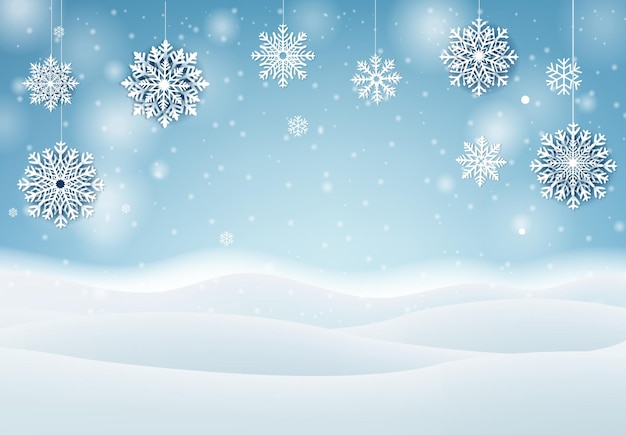 Winter Christmas Banner And Snowflaks With Gradient Mesh Vector Illustration