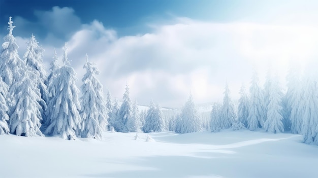 Winter Christmas Forest Background Illustration AI GenerativexA