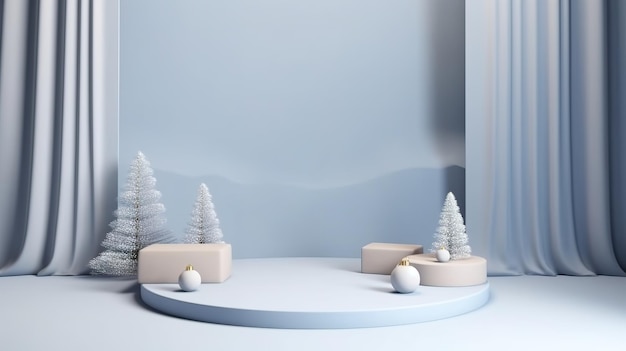 Winter Christmas podium mockup