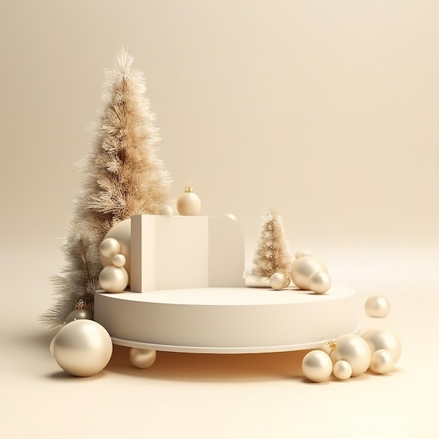 Winter Christmas podium mockup