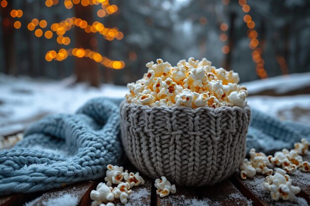 Photo winter cinema under the stars blankets popcorn and love stories