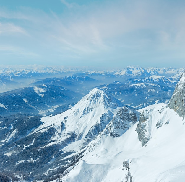 Winter Dachstein mountain massif panorama