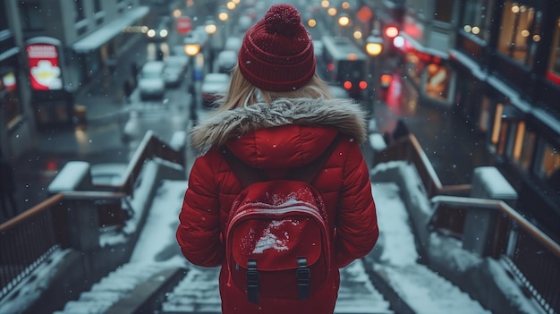 Winter Evening Commute in Snowy City