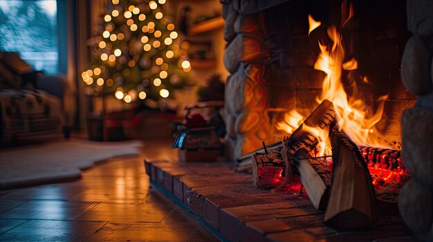 a winter evening with a photo of a crackling fire starting in the hearth casting a soft glow and inviting ambiance into the home