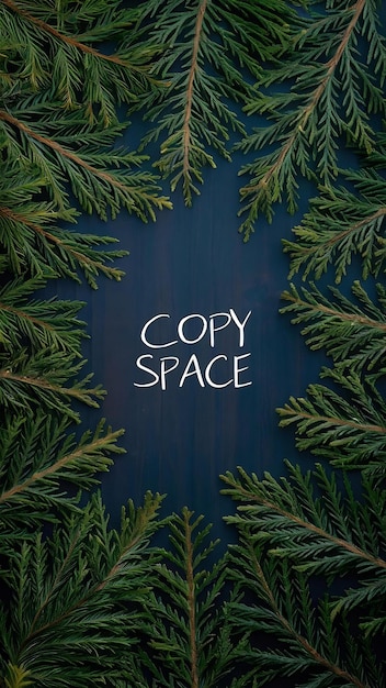 Photo winter fir branches and copy space