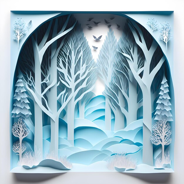 Winter Frame Forest Papercut