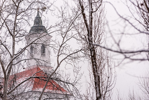 Winter Franciscan church in Vac