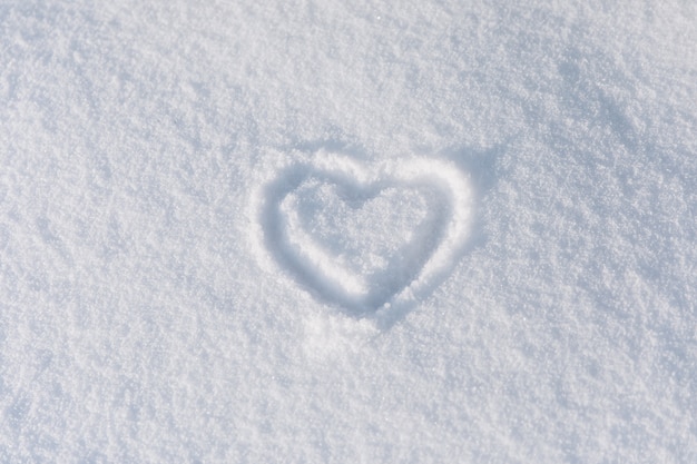 Winter heart painted in the snow