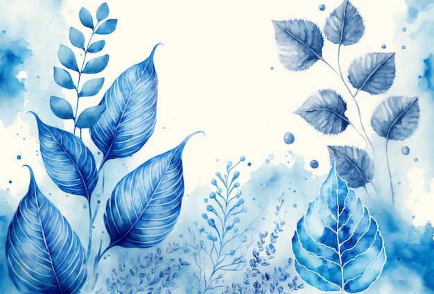 Winter holiday background blue watercolor digital illustration painting artwork