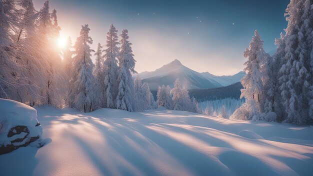 Winter landscape calm weather forest in the snow calmness and tranquility