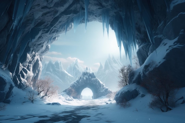 Winter landscape gate Generate Ai