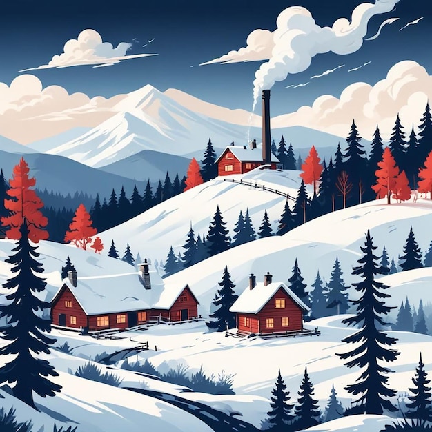 winter landscape illustration