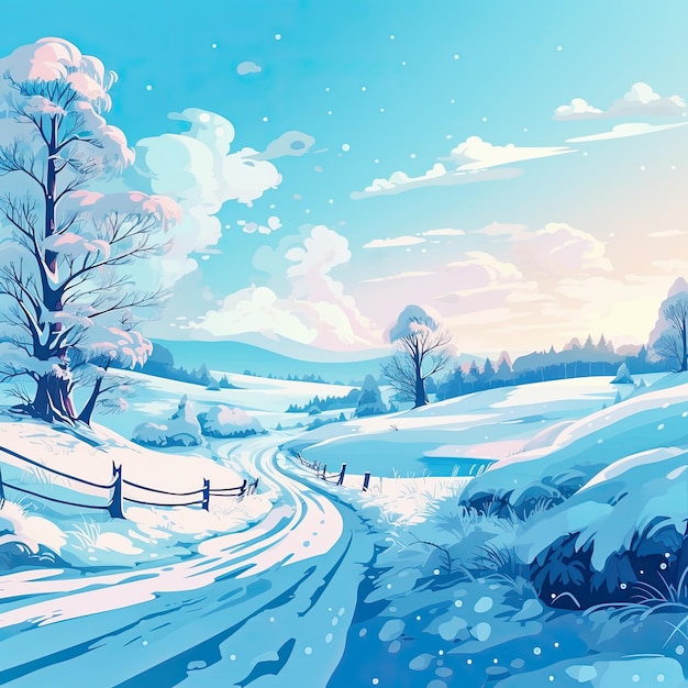 Winter landscape at sunny day