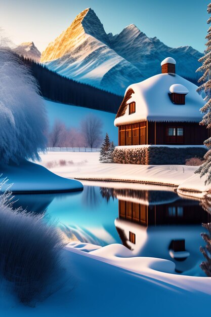 Winter Landscape Winter house