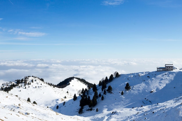 Winter landscape with snow from Alps