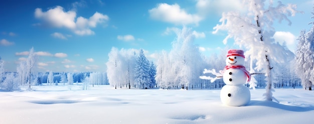 Winter landscape with snowman AI Generated