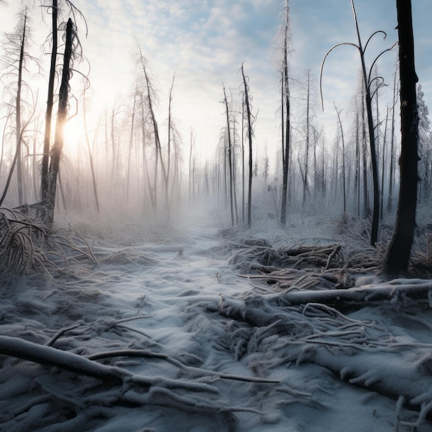 Winter Light A Dystopian Landscape Of A Charred Forest