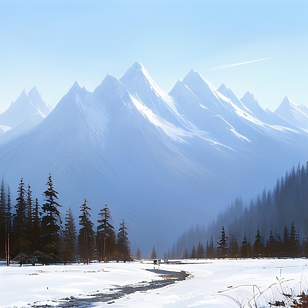 winter mountain landscape Generative Ai