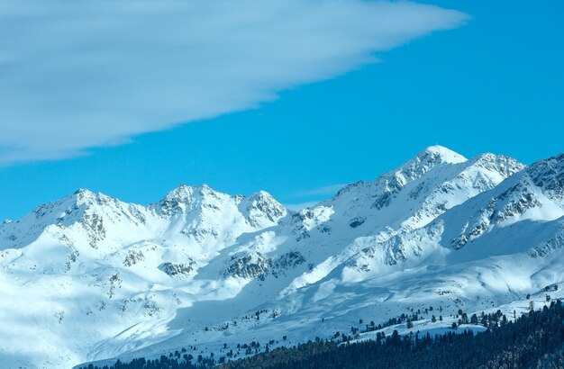 Winter mountain landscape. Kappl ski region in the Tyrolean mountains, Austria.