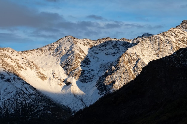 Winter mountain landscape with highest caucasian peak mount elbrus