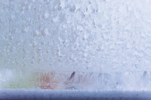 Winter natural background with frozen glass and beautiful unique texture