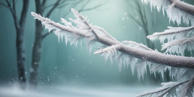 Photo winter nature christmas holiday background frozen tree branch closeup