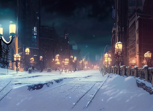 winter night city