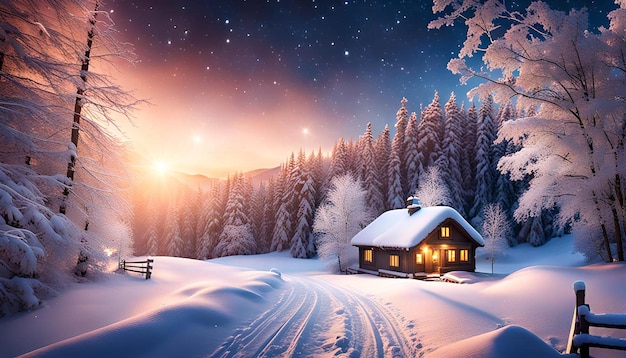 Winter night landscape