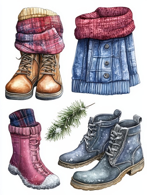 Winter Outfit Watercolor Illustration