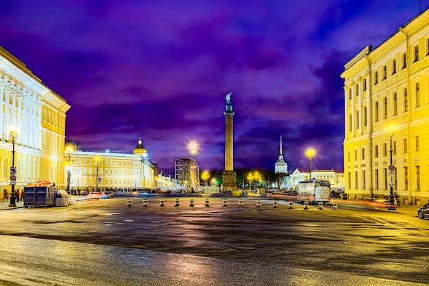 Winter Palace Hermitage Museum and and Alexander column Saint Petersburg Russia