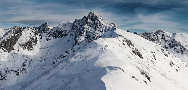 Winter panoramic landscape with Tatra Mountains, Zakopane, Poland