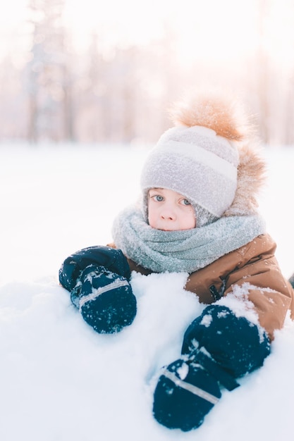 Winter portrait of a boy lifestyle Winter An article about children walking in the cold Winter Games