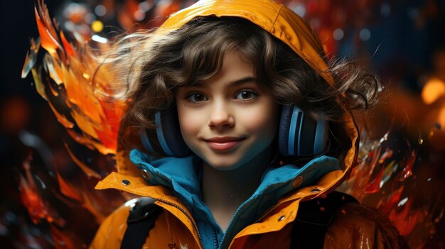 Winter Portrait Happy Little Girl Wearing Ultra Bright Colors Background Images Hd Wallpapers