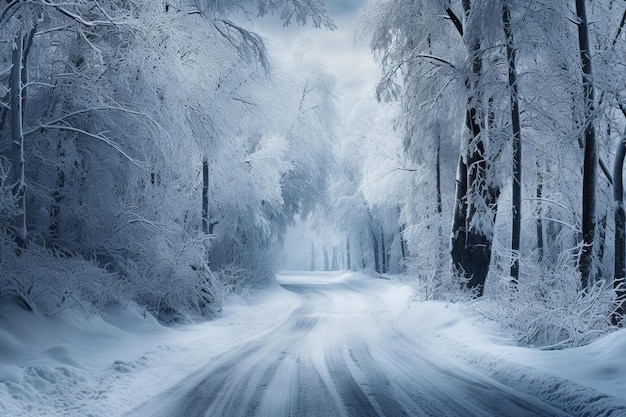 winter road in the forest