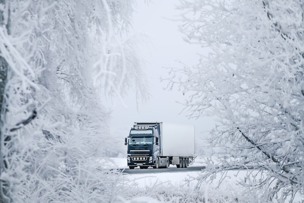 Winter road transportation truck.