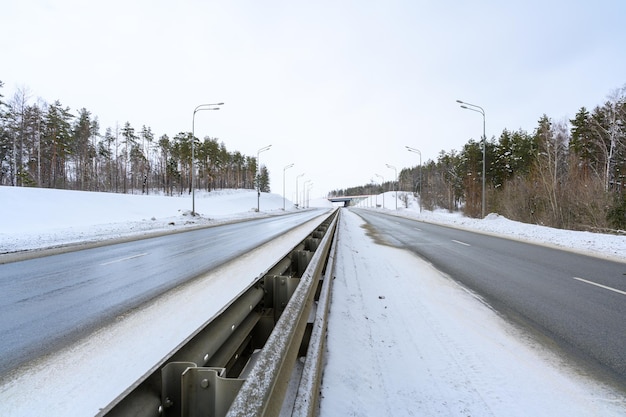 Winter road with snow