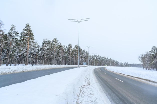 Winter road with snow